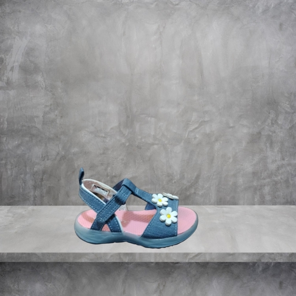 Toddler Girl Shoes Carter's Floral Light Up Sandals size 6 Blue and White - Picture 4 of 9